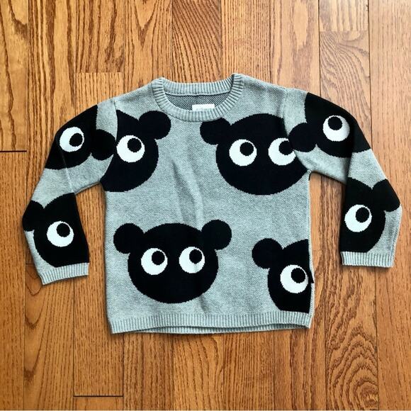 Huxbaby Jumper Grey Marle Black Panda Print Crewneck Knot Sweater Boy’s Size 5 - Picture 8 of 9